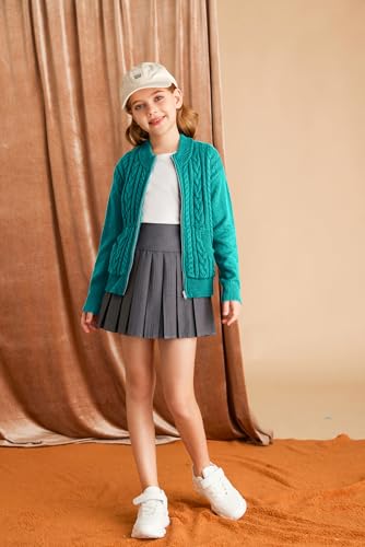 Image of GRACE KARIN Girls Knit Cardigan Sweater Zip Long Sleeve Kids School Uniform Fall Jacket Size 6-14