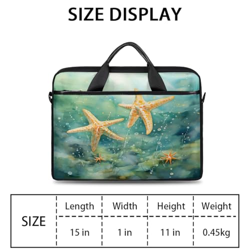 Bolsa para portátil acuarela estrella de mar 15 pulgadas miniatura 2