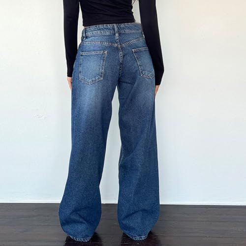 fanmpghleoo Low Rise Baggy Jeans for Women Wide Straight Leg Boyfriend Jeans Baggy Trendy Cowgirl Pants Lounge Denim Outfit3