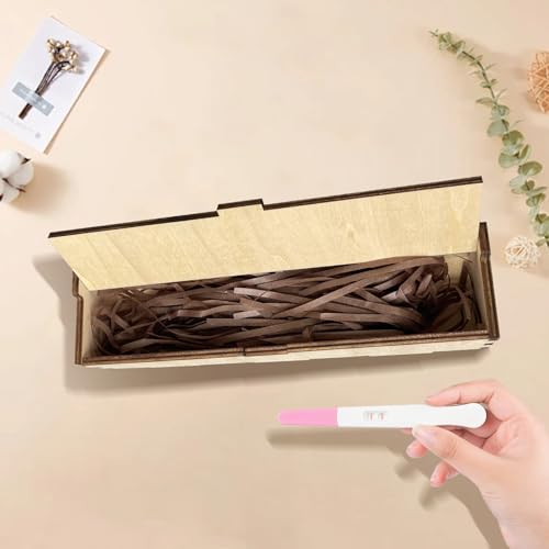 Image of Pregnancy Test Box Pregnancy Test Keepsake Reveal Box Surprise Pregnant Announcement Box Wooden Baby Announcements Ideas for Husband Grandparents Baby Memory Souvenir Gifts Announce Collection Case