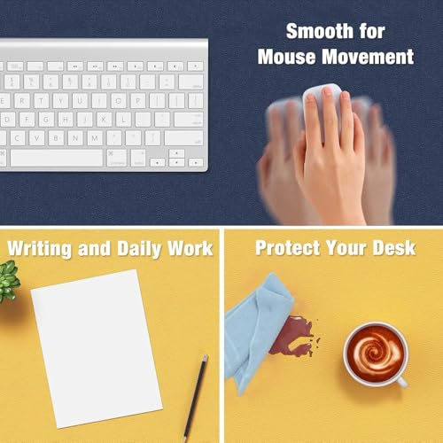 Image of OIVO INDIA PU Vegan Leather Mouse Pad, Non-Slip, Anti-Skid, Reversible use, Single Color, Splash-Proof Suitable for Gaming, Computer, Laptop, Home & Office (60cm X 30cm Blue Yellow)