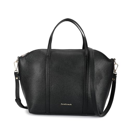 Image of Fastrack Urban Chic Satchel for Women, Sleek Faux Leather Satchel with Gold Accents and Zip Closure, Spacious 7.04L with Organised Compartments, Trendy Handbag for Daily Use