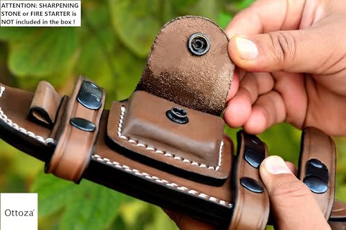 Ottoza Bainha de faca de couro artesanal para rastreador de mão direita - bainha de faca Bushcraft -