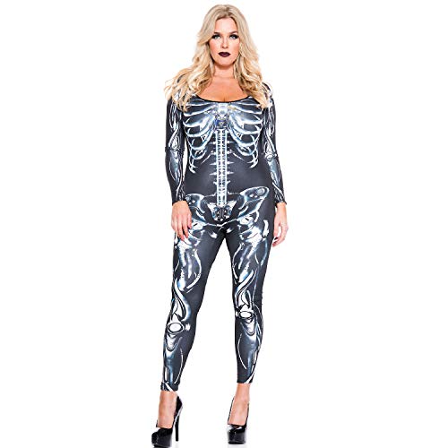 Music Legs Plus Size Mechanical Skeleton Catsuit As Shown 1X/2X