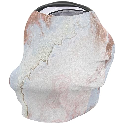 Nursing Cover for Breastfeeding Scarf, Ombre Pink Marble Textured Lines Abstract Baby Car Covers Super Soft Multi Use for Canopy Shopping Cart Cover Blanket Stroller Cover