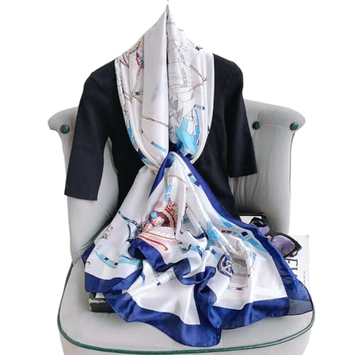 Image of Printed Poly Silken feel Scarf Stole for Women | Stylish, Soft, & Lightweight | Satin Feel Neck Scarf, Hair Scarf, Head Scarf for Women
