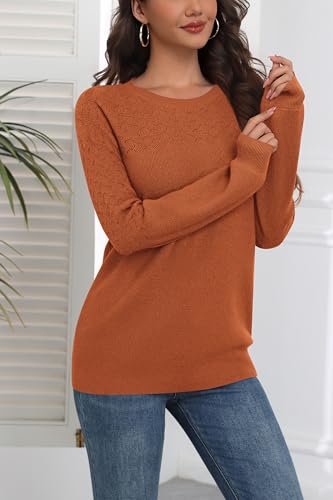 Zeagoo Sweaters for Women Fall Crewneck Loose Knit Long Sleeve Sweater Pullovers Ribbed Tops Caramel - image 3