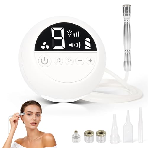 2025 Pro Cordless Microdermabrasion Machine, Beauty Star Portable Facial Pore Vacuum Tool for Blackhead Removal, Glowing Skin, 3 Diamond Tips & 9-Setting Suction, Home and Salon Use