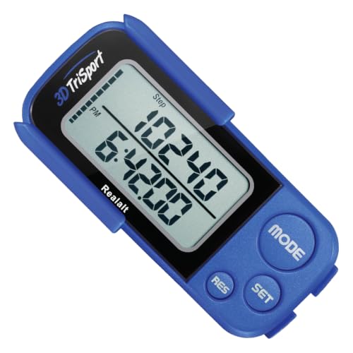 Realalt 3DTriSport 3D Walking Pedometer with Clip & Strap, Accurate