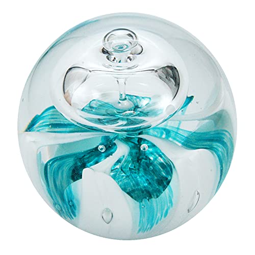 Boule de rêve - Presse-papier - Boule en verre - Fabriquée à la main - Transparent/turquoise - Diamètre : environ 9-10 cm Cover