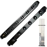 木製 キューラック 壁取り付け式 プールキューラック プールスティックホルダー スティックストレージ ビリヤードクラブ バー用 6プール（黒）