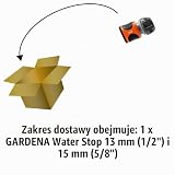 Gardena Szybkozłącze ze stopem 13 mm (1/2 calowy) i 15 mm (5/8 calowy): szybkozłącze z funkcją Aquastop, Powergrip, duża siła mocowania węża, łatwa wymiana (18213-20)