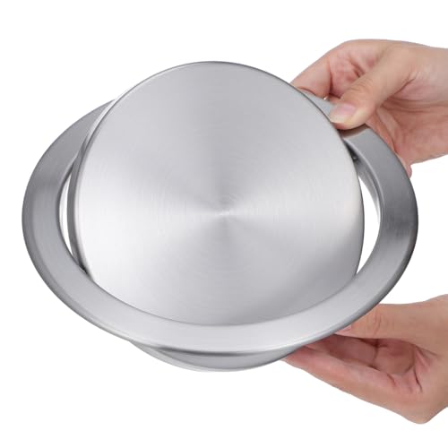 Image of Cabilock Round Recessed Countertop Trash Bin Lid, Stainless Steel Built-in Flap Cover for Kitchen & Bathroom, Silent Swing Balance Grommet Door for Office Desk, Home Waste Bin Replacement Cover