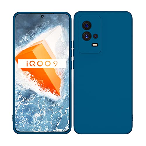 Image of Kapa Matte Lens Protective Back Cover for Vivo IQOO 9, Slim Silicone with Soft Lining Shockproof Flexible Full Body Bumper Case (Blue)