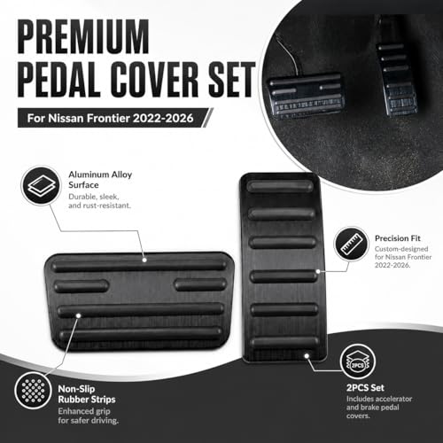 Kakash Gas Brake Pedal Covers for Nissan Frontier 2022 2023 2024 2025 2026,Aluminum Alloy Non-Slip Accelerator Brake Foot Pedal Pads,2PCS Set(Black) by Kakash - Used condition - Image 4