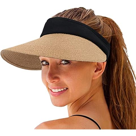 Women Straw Sun Visor Hat Wide Brim Summer UV Protection Beach Cap Foldable Packale Korean Style Cover