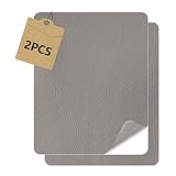 Cuero Adhesivo, Cuero para Tapizar, 2pcs Parches para Polipiel, Piel para Tapizar 20 X 28cm para Sofás, Asientos de coche, Muebles, Reparación y Renovación (Gris Claro)