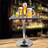KEESUNG Verstellbarer quadratischer Bartisch, Stehtisch Bartisch Bistrotisch Edelstahl höhenverstellbar Tisch Stehtisch Schreibtisch Schwarz Kneipentische 360 ° Drehbarer Bar-Café-Sockel Partytisch