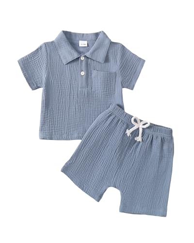 Image of Toddler Boys Clothes Baby Boy Outfit Summer Shirt Little Boy Shorts Set Cotton Clothes for Boys