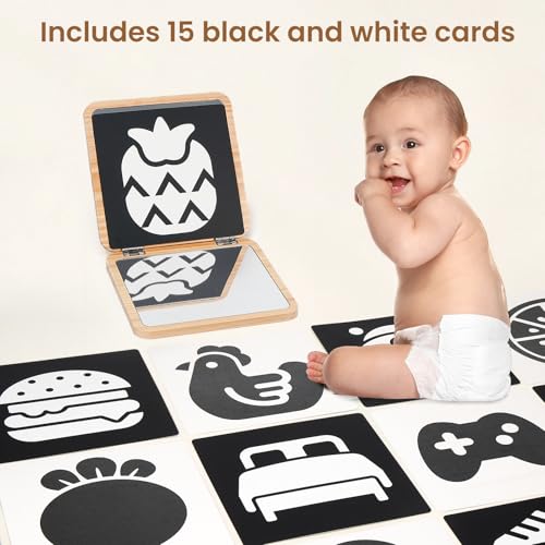 Image of Tummy Time Mirror, Adjustable Montessori Mirror Play Set for 0-18 Months