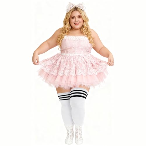 Image of YELAIVP Plus Size Thigh High Socks Extra Large Stripe Over Knee High Stockings for Women