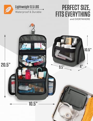 Image of VENTURE 4TH Hanging Travel Toiletry Bag, 18 Compartments - Shadow Gray