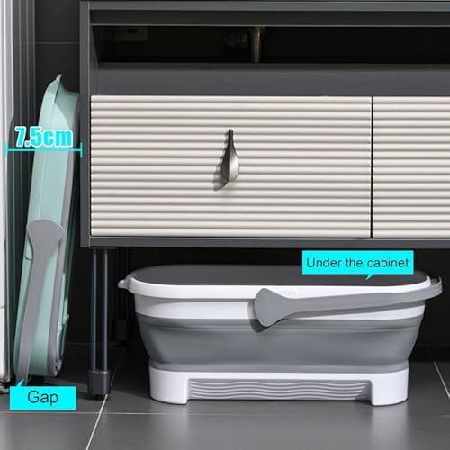 Zusammenklappbarer Eimermopp – Eimer-Set, Reinigung, platzsparender Schleudermopp | Faltbarer Wischeimer, tragbarer Bodenreiniger mit einfacher Drainage, hochwertiger thermoplastischer Eimermopp für – Bild 4