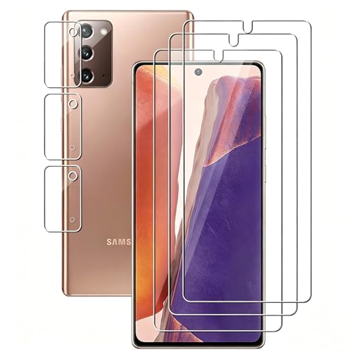 UZWZW (3+3) For Samsung Galaxy Note 20 5G 4G (3 Pack) Tempered Glass Screen Protector with Camera Lens Protector Anti Scratch HD Clear