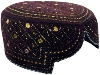 Sindhi Topi Kufi Traditional Handmade Cap with Embroidered Front Cut Unisex, Ramadan, Eid Gift for Muslims Made in Pakistan