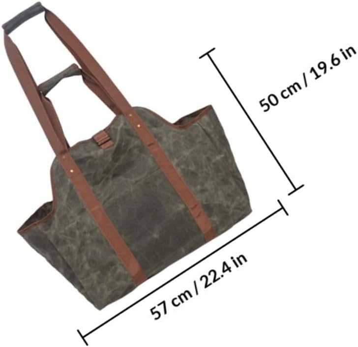 Large Capacity Waterproof Waxed Canvas Log Tote Firewood Carrier Bag for Fireplace and Outdoor Storage