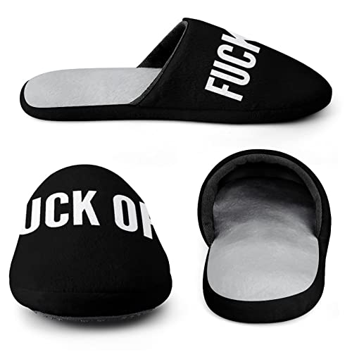 Fuck Off Women's Cotton Slippers Memory Foam House Slippers with Anti-Skid Sole3