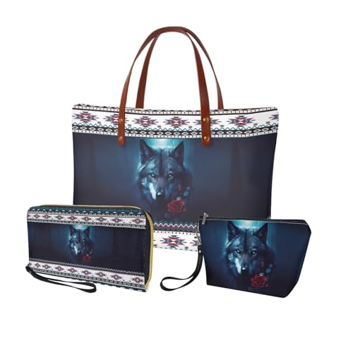 Image of Top Handle Purse for Women, Large Tote Handbag With PU Wallet Set, Gift for Mom