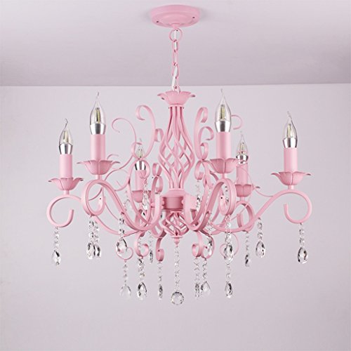 Chandelier European Crystal Candle Princess Pink Girl Romantic Lighting Pastoral Guests Dining Room Master Bedroom #TOP3
