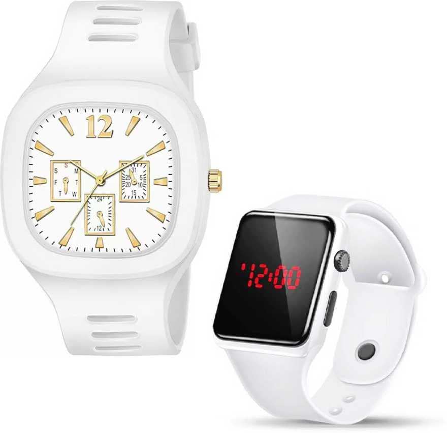 SELLORIA Silicone White Dial Square Shape Analog And With Digital Silicon Strap Stylish Designer Watch Kids Watch For Boys (B09RZYJN3F) Amazon Price History, Amazon Price Tracker