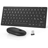 【Tastiera con Mouse Sentirsi a Proprio Agio】Il design elegante e simmetrico arriva al tastiera e mouse senza fili e lo rende comodo sia per utenti mancini che destrorsi. Il mouse con design muto assicura clic silenziosi; e la tastiera wifi ha un angolo di inclinazione per l'ottima posizione di battitura.