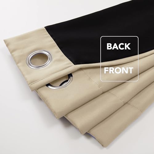 Image of HOMEMONDE Window Curtains 5 Feet 1 Piece - Thermal Insulation 100% True Blackout Curtain, Fade Resistant & Black Backing Drapes - (60 Inch, Solid Beige)