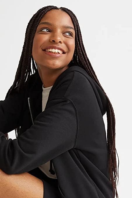 Image of Long Black Hoodie for Women Hooded Winter Wear Jacket