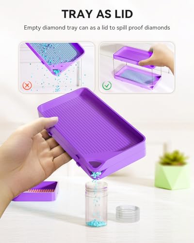 Image of ARTDOT 30-Piece Stackable Tray Set Diamond Art Kits for Adults, Interlocking Diamond Painting Accessories and Tools(Purple)