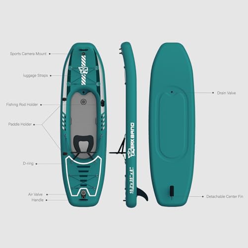TIGERXBANG 10.2'x35''x8'' Inflatable Kayak with Detachable Seat, SUP-Kayak Set Includes Hand Pump/Aluminum Oar/Backpack, Boat for Adults/Youth | for Fishing, Touring - Image 3