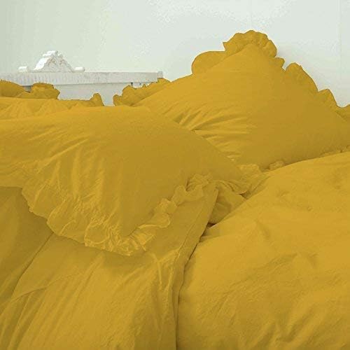 Miniatura 2 de Juego de funda de edredón 1 funda de edredón con volantes en las esquinas y 4 fundas de almohada, color dorado, KingCal King, 100% algodón de 800