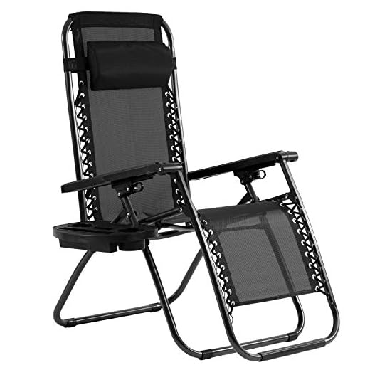Zero Gravity Chair Lounge Patio Chairs with Canopy Cup Holder