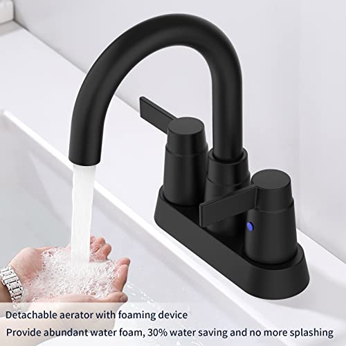 Supwork Bathroom Faucet Matte Black 4 Inches Bathroom Sink Faucet Vanity Faucet Modern Bathroom Faucets Lavatory Faucet Lead-Free thumb #2