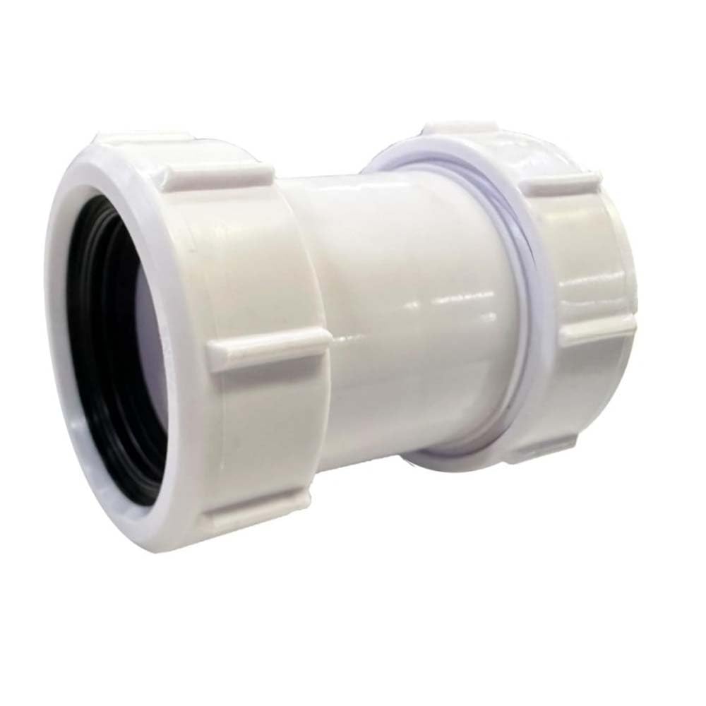 Hatoolha White Pipe Connector 40Mm Pvc Pipe Adapter Bath Waste Pipe Joiner Waste Compression Fittings For Bath, Kitchen Sink, Shower Tray And So On (Straight 40Mm)
