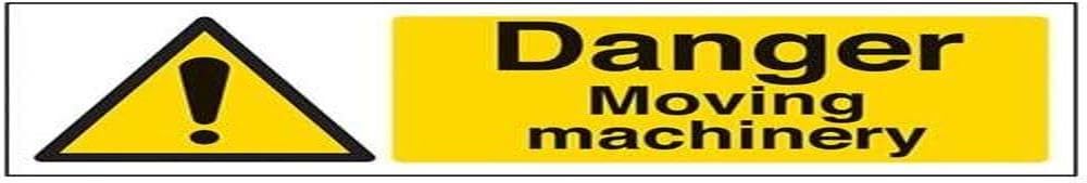 V Safety Danger Moving Machinery Warning Sign - 300mm x 100mm - Self Adhesive Vinyl