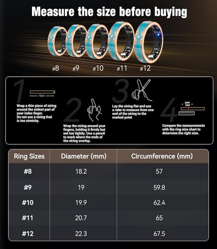 Image of 7 Gen Diamond Smart Ring 【Industry Rank 1-0 Measurement Error】 2026 Smart Ring for Women - Advanced Health Tracker for Wellness and Activity Tracking, Blue 9#