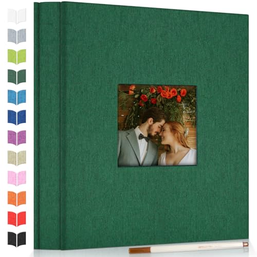Artfeel Photo Album Self Adhesive Scrapbook Album for 3x5 4x6 5x7 8x10 Pictures,120 Pages Linen Cover with Display Window DIY Photo Book,Ideal Gifts for Family Travel Wedding Baby