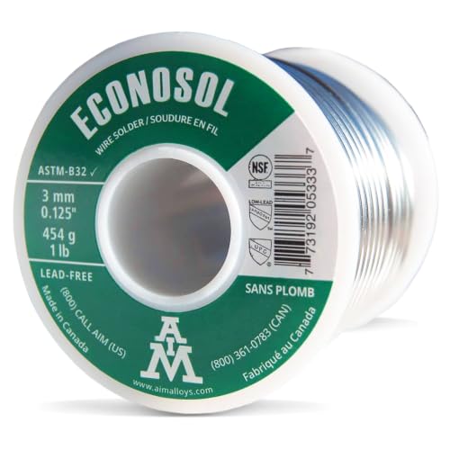 AIM Econosol 97/3 Lead-Free 0.125inch Solid Solder Wire for Plumbing Repairs (454g / 16oz)
