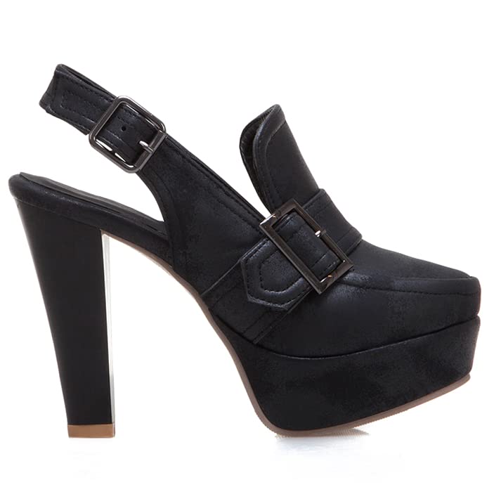 LEHOOR Women Vintage Chunky Platform Loafers Shoes Closed Round Toe Block High Heels Slingback Pumps Ankle Strap 4" Heel Platform Sandals Buckle Dressy Fashion Wedding Ladies Party Ball Prom 4-15 M US2