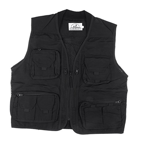 Homyl Homens Malha Colete Multi-bolso Fotógrafo De Pesca Colete Ao Ar Livre Jaqueta Causal - XXL
