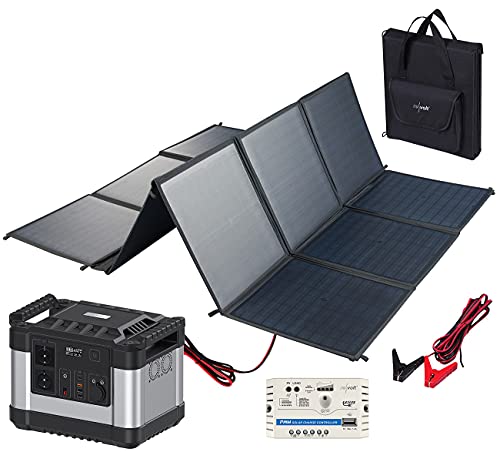 reVolt Solaranlage Powerbank: PPowerstation & Solar-Generator mit 150-W-Solarpanel, 1.100 Wh, 1000 W (Powerbank Solar…
